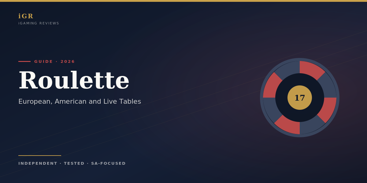 Roulette 2026: European, American and live roulette in SA